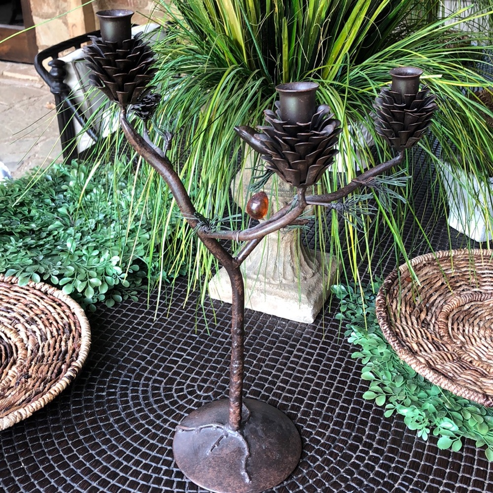 Large metal candle holder